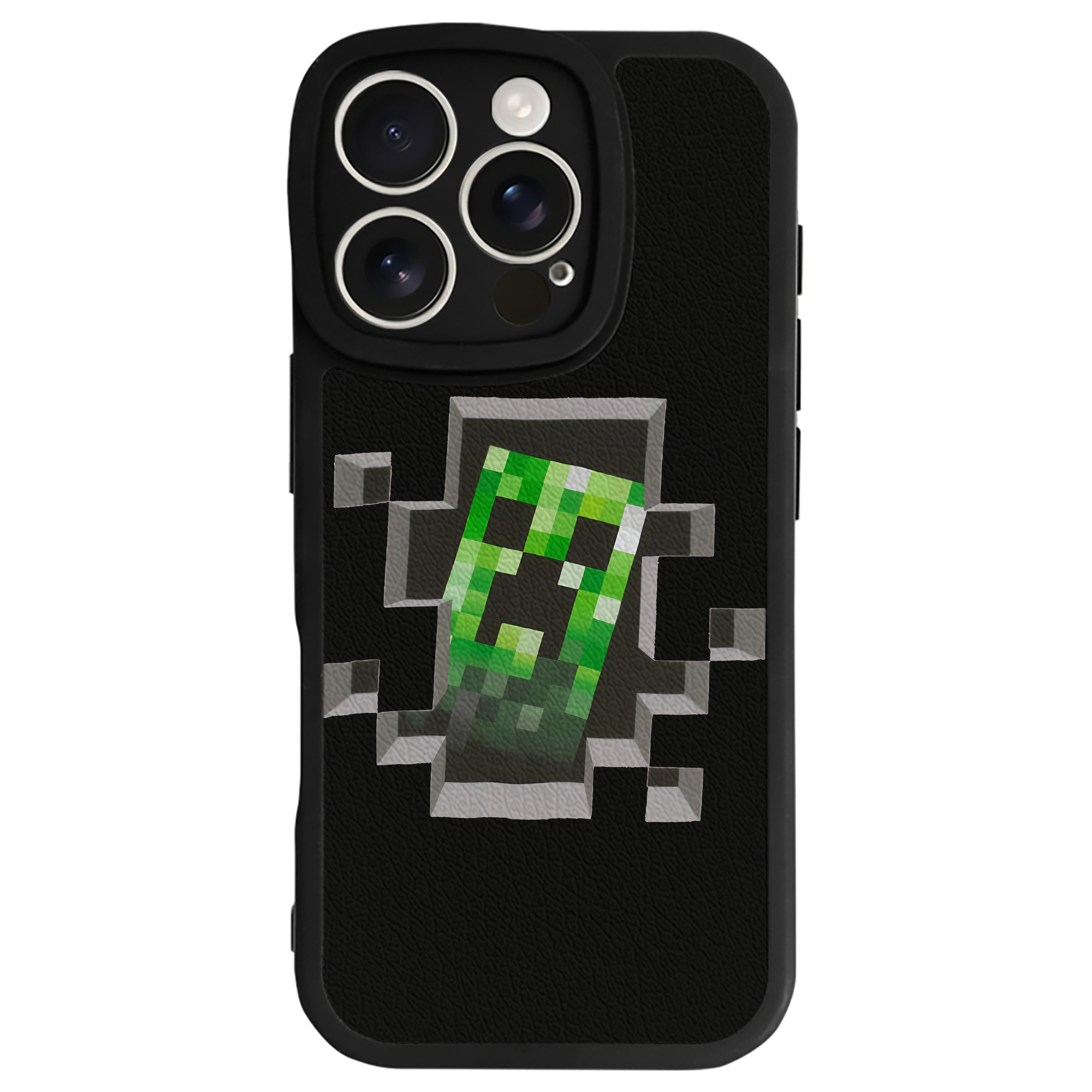 （画像用） マインクラフト ブロックの世界 Minecraft MC Block world 【iPhone 16シリーズ対応】シリコンスマホケース（レザー調） 材質：シリコン